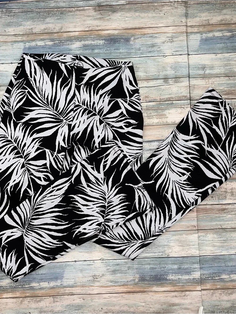 Zara Black White Tropical Palm Print Matching Set Crop Top Pants Small NWT - Picture 5 of 7